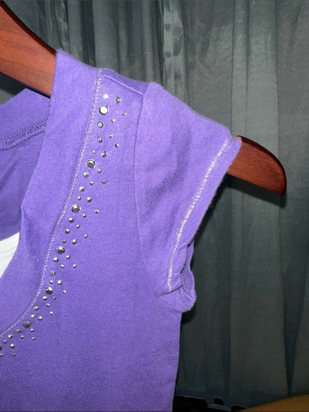 🎉Justice Purple Cap Sleeve Tank with Rhinestone V-Neck A331